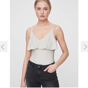 Vero Moda gold metallic ruffle bodysuit